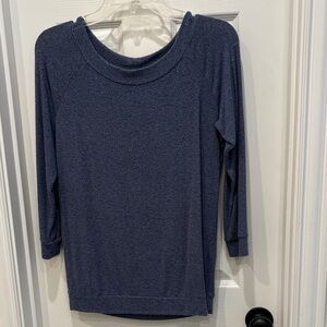 Women's Cozy Soft Blue Boatneck Top